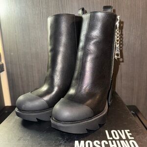 Love Moschino Black Combat Boots